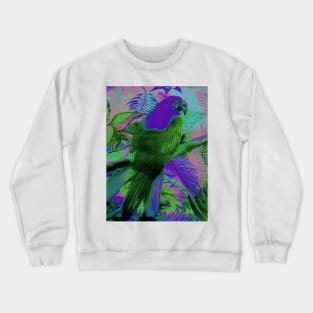 EXOTIC BRIGHT PARROT TROPICAL PALM DECO POSTER ART PRINT Crewneck Sweatshirt